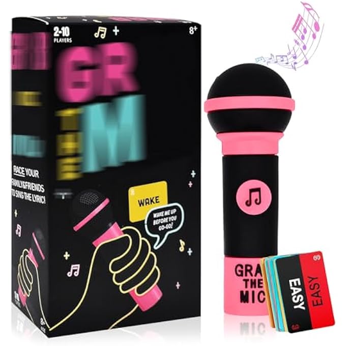 rayihni GRAB THAT MIC GAME, GRAB MIC PARTY GAME, DROP THE MIC GAME, FAMILY KARAOKE GAME WITH 125 SONG CARDS, 2025 NEW GRAB YOUR MIC PARTY GAME, FOR 2-10 PLAYERS, MUSIC LOVERS - Image 1